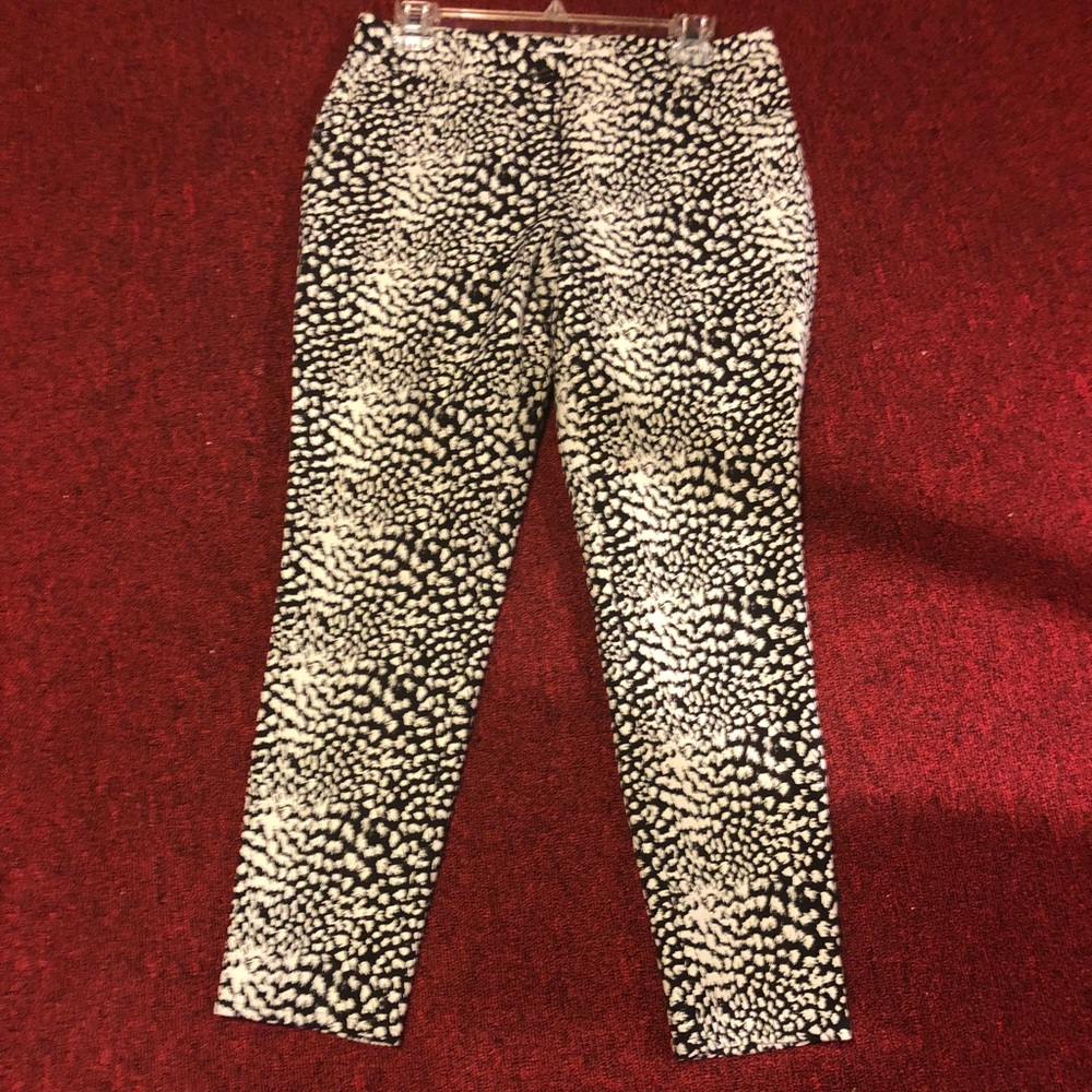 Cache Black and White Leopard print pants